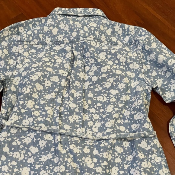 Girl Old Navy floral shirt dress button down tie waist long sleeve cotton size M - Picture 8 of 10